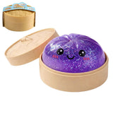Realistic Steamed Bun Squishy Stress Relief Toy with Steamer Basket - Purple Glitter TPR Slow Rebound Squeeze Fidget for Adults In Australia - Darrahopens