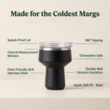 White 470ML Stainless Steel Martini Tumbler Cup with 360°Salt & Sip Lid, Internal Markers and Straw - Double Wall Vacuum Insulated Drink Cup for Coffee Cocktails Cold Drinks and Outdoor Use