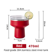 Red 470ML Stainless Steel Martini Tumbler Cup with 360°Salt & Sip Lid, Internal Markers and Straw - Double Wall Vacuum Insulated Drink Cup for Coffee Cocktails Cold Drinks and Outdoor Use In Australia - Darrahopens
