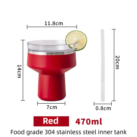 Red 470ML Stainless Steel Martini Tumbler Cup with 360°Salt & Sip Lid, Internal Markers and Straw - Double Wall Vacuum Insulated Drink Cup for Coffee Cocktails Cold Drinks and Outdoor Use In Australia - Darrahopens