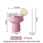 Rose Red 470ML Stainless Steel Martini Tumbler Cup with 360°Salt & Sip Lid, Internal Markers and Straw - Double Wall Vacuum Insulated Drink Cup for Coffee Cocktails Cold Drinks and Outdoor Use In Australia - Darrahopens