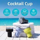 Navy Blue 470ML Stainless Steel Martini Tumbler Cup with 360°Salt & Sip Lid, Internal Markers and Straw - Double Wall Vacuum Insulated Drink Cup for Coffee Cocktails Cold Drinks and Outdoor Use