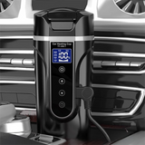 500ML Black Large Stainless Steel Car Electric Heated Travel Mug - 12V & 24V Vehicle Smart Insluted Cup with 100℃ Control, 270° Flip Lid, LCD Touch Display and Leak Resistant Design