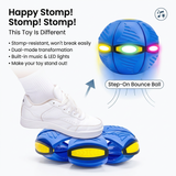 Red LED Transforming Flying Disc Ball Toy with Music & 6 Light - Soft EVA Bounce Ball and Frisbee Shape Switchable Outdoor Interactive Soccer Toy for Exercise and Fun