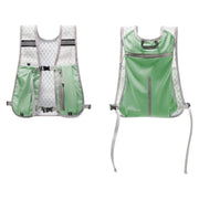 Green Lightweight Running Hydration Vest Backpack - Breathable Mesh Reflective Sports Pack with 4 Straps, Water Bottle / Phone Holder and Back Zipper Pocket for Marathon Hiking Cycling Trail Running