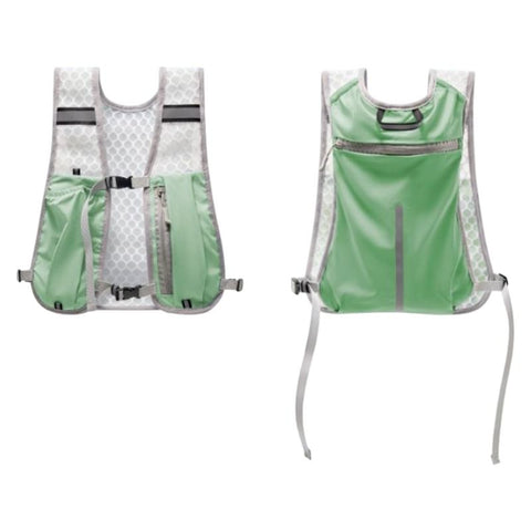 Green Lightweight Running Hydration Vest Backpack - Breathable Mesh Reflective Sports Pack with 4 Straps, Water Bottle / Phone Holder and Back Zipper Pocket for Marathon Hiking Cycling Trail Running