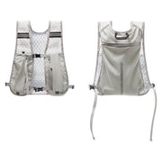 Grey Lightweight Running Hydration Vest Backpack - Breathable Mesh Reflective Sports Pack with 4 Straps, Water Bottle / Phone Holder and Back Zipper Pocket for Marathon Hiking Cycling Trail Running