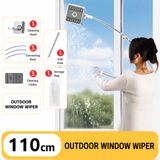 Lightweight Interior & Exterior Window Cleaner with 110cm Extendable Aluminium Pole & 3 Cleaning Pad - 2-in-1 360° Rotating Microfibre Scrubber and Squeegee for Most Household High Rise Windows