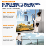Lightweight Interior & Exterior Window Cleaner with 110cm Extendable Aluminium Pole & 3 Cleaning Pad - 2-in-1 360° Rotating Microfibre Scrubber and Squeegee for Most Household High Rise Windows