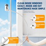 Lightweight Interior & Exterior Window Cleaner with 110cm Extendable Aluminium Pole & 5 Cleaning Pad - 2-in-1 360° Rotating Microfibre Scrubber and Squeegee for Most Household High Rise Windows