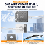 Lightweight Interior & Exterior Window Cleaner with 130CM Extendable Aluminium Pole & Cleaning Pad - 2-in-1 360° Rotating Microfibre Scrubber and Squeegee for Most Household High Rise Windows