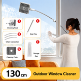 Lightweight Interior & Exterior Window Cleaner with 130CM Extendable Aluminium Pole & 5 Cleaning Pad - 2-in-1 360° Rotating Microfibre Scrubber and Squeegee for Most Household High Rise Windows