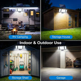 210 LED Outdoor Wall Light Integrated Solar Panel and 3 Sensor Modes, 3 Head Adjustable LED Security Light, IP65 All Weather Waterproof Remote Control Garden Lamp