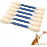 6 Pack Blue Cotton Swab Stick Cat Toys with Catnip - Durable for Chew, 15cm Soft Plush Teaser Kitty Toy Gift for Boredom Anxiety Exercise Play
