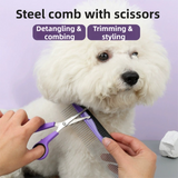 Pet Grooming & Cleaning Kit 9 Piece Set with Shedding Brush, Steel Comb + Scissors, Nail Clippers + File, Bath Brush + Massage Glove, 3 Head Toothbrush and Storage Bag for Dog & Cat