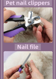 Pet Grooming & Cleaning Kit 9 Piece Set with Shedding Brush, Steel Comb + Scissors, Nail Clippers + File, Bath Brush + Massage Glove, 3 Head Toothbrush and Storage Bag for Dog & Cat