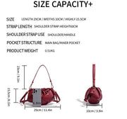 Handwoven PU Leather Drawstring Shoulder Crossbody Bag, Large Capacity Stylish Commuter Handbag with Structured Shape & Alloy Deco, Coffee 29x10x15.5cm