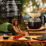 16Oz Mini Brewing Glass Coffee Mug Set with Leakproof Travel Lid, Ergonomic Handle and 2 Reusable Metal Straws for Camping Office and Home, Coffee Lovers' Top Choice
