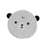 4PCS White Cute Bear Woven Cotton Coasters, 18cm Dia Durable Heat Resistant Trivets Set for Drink Cup Dishes and Pot In Australia - Darrahopens