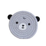 4PCS Grey Cute Bear Woven Cotton Coasters, 18cm Dia Durable Heat Resistant Trivets Set for Drink Cup Dishes and Pot In Australia - Darrahopens