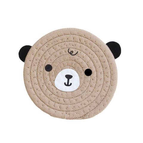 4PCS Khaki Cute Bear Woven Cotton Coasters, 18cm Dia Durable Heat Resistant Trivets Set for Drink Cup Dishes and Pot In Australia - Darrahopens