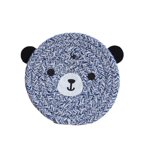 4PCS Blue Variegated Cute Bear Woven Cotton Coasters, 18cm Dia Durable Heat Resistant Trivets Set for Drink Cup Dishes and Pot In Australia - Darrahopens