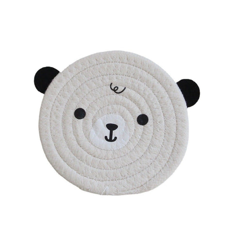 4PCS White Cute Bear Woven Cotton Coasters, 12cm Dia Durable Heat Resistant Trivets Set for Drink Cup Dishes and Pot In Australia - Darrahopens