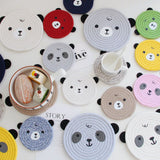 4PCS Grey Cute Bear Woven Cotton Coasters, 12cm Dia Durable Heat Resistant Trivets Set for Drink Cup Dishes and Pot In Australia - Darrahopens