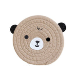 4PCS Khaki Cute Bear Woven Cotton Coasters, 12cm Dia Durable Heat Resistant Trivets Set for Drink Cup Dishes and Pot In Australia - Darrahopens