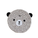 4PCS Coffee Variegated Cute Bear Woven Cotton Coasters, 12cm Dia Durable Heat Resistant Trivets Set for Drink Cup Dishes and Pot In Australia - Darrahopens