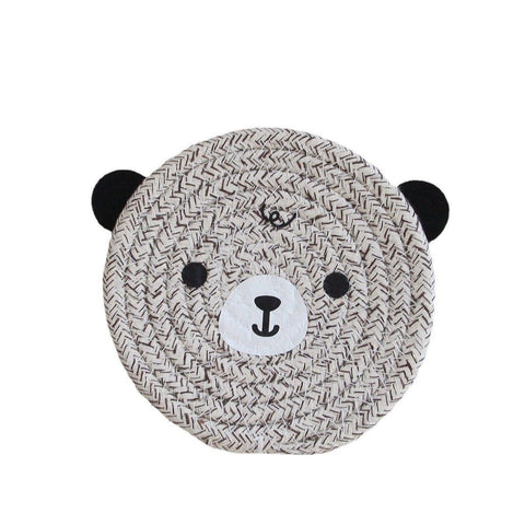 4PCS Coffee Variegated Cute Bear Woven Cotton Coasters, 12cm Dia Durable Heat Resistant Trivets Set for Drink Cup Dishes and Pot In Australia - Darrahopens
