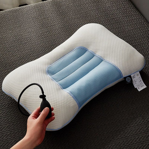 Blue Airbag Adjustable Cervical Neck Support Pillow - All Reason High Resilient Ergonomic Bed Traction Pillow with 4D Textured Massage Nodes and Removable Breathable Cover In Australia - Darrahopens