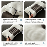 Grey Airbag Adjustable Cervical Neck Support Pillow - All Reason High Resilient Ergonomic Bed Traction Pillow with 4D Textured Massage Nodes and Removable Breathable Cover In Australia - Darrahopens