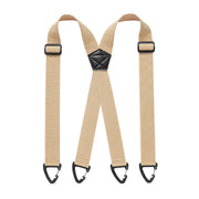 1.5 Inch X-Back Hidden Elastic Suspenders with 4 Metal Clips, Heavy-Duty Corn Weave Braces for Men Women Work Wear and Outdoor Use, 2PCS Khaki 120x3.8cm