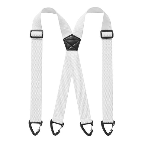 1.5 Inch X-Back Hidden Elastic Suspenders with 4 Metal Clips, Heavy-Duty Corn Weave Braces for Men Women Work Wear and Outdoor Use, 2PCS White 120x3.8cm