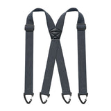 1.5 Inch X-Back Hidden Elastic Suspenders with 4 Metal Clips, Heavy-Duty Corn Weave Braces for Men Women Work Wear and Outdoor Use, 2PCS Dark Grey 120x3.8cm In Australia - Darrahopens