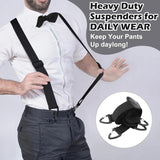 1.5 Inch X-Back Hidden Elastic Suspenders with 4 Metal Clips, Heavy-Duty Corn Weave Braces for Men Women Work Wear and Outdoor Use, 2PCS Dark Grey 120x3.8cm