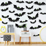 3D Glow in The Dark Bat Wall Decors Set for Halloween Party Home Spooky Backgrounds, 48 Pack Small Medium Large Stickers with Glow Eyes, Tweezer and Adhesive Dots In Australia - Darrahopens