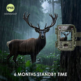 32MP 1080P Infrared Night Vision Scouting Camera, IP66 Waterproof Outdoor Wildlife Sensor Camera with 2" Color Screen & 20m PIR Range for Home Farm Security and Fauna Tracking