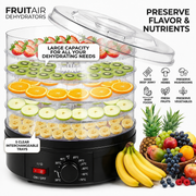 Black 5 Tier Large Capacity Food Dehydrator and Healthy Snack Maker - Electric Fruit Vegetable Meat Jerky Dryer with 35-70℃ Adjustable Temp and All Round Hot Air Fast Dehydration In Australia - Darrahopens