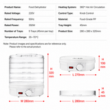 Black 5 Tier Large Capacity Food Dehydrator and Healthy Snack Maker - Electric Fruit Vegetable Meat Jerky Dryer with 35-70℃ Adjustable Temp and All Round Hot Air Fast Dehydration In Australia - Darrahopens