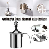 800ML 201 Stainless Steel Manual Milk Frother, Double Mesh Strainer Hand Pump Frothing Pitcher
