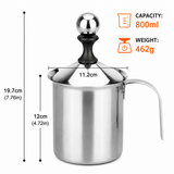 800ML 201 Stainless Steel Manual Milk Frother, Double Mesh Strainer Hand Pump Frothing Pitcher In Australia - Darrahopens