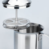 800ML 201 Stainless Steel Manual Milk Frother, Double Mesh Strainer Hand Pump Frothing Pitcher
