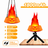 Style-1 LED Halloween Pumpkin Lantern and Simulated Silk Flame Blowing Light with Adjustable Stand and Hanging Chain, Rechargeable Atmosphere Lamp for Party Bar Camping and Home Use In Australia - Darrahopens