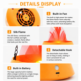 Style-2 LED Halloween Pumpkin Lantern and Simulated Silk Flame Blowing Light with Adjustable Stand and Hanging Chain, Rechargeable Atmosphere Lamp for Party Bar Camping and Home Use In Australia - Darrahopens
