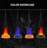 Style-2 LED Halloween Pumpkin Lantern and Simulated Silk Flame Blowing Light with Adjustable Stand and Hanging Chain, Rechargeable Atmosphere Lamp for Party Bar Camping and Home Use