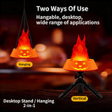 Style-4 LED Halloween Pumpkin Lantern and Simulated Silk Flame Blowing Light with Adjustable Stand and Hanging Chain, Rechargeable Atmosphere Lamp for Party Bar Camping and Home Use In Australia - Darrahopens