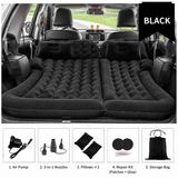 Black Large Inflatable Universal Car Air Mattress with 2 Pillows, Pump and Storage Bag - Dual Zone Split Bed Soft Flocked Camping Travel Bed Integrated Head / Backrest Buffer for SUV MPV Long drives In Australia - Darrahopens
