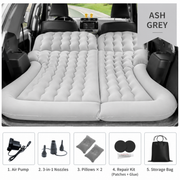 Grey Large Inflatable Universal Car Air Mattress with 2 Pillows, Pump and Storage Bag - Dual Zone Split Bed Soft Flocked Camping Travel Bed Integrated Head / Backrest Buffer for SUV MPV Long drives In Australia - Darrahopens